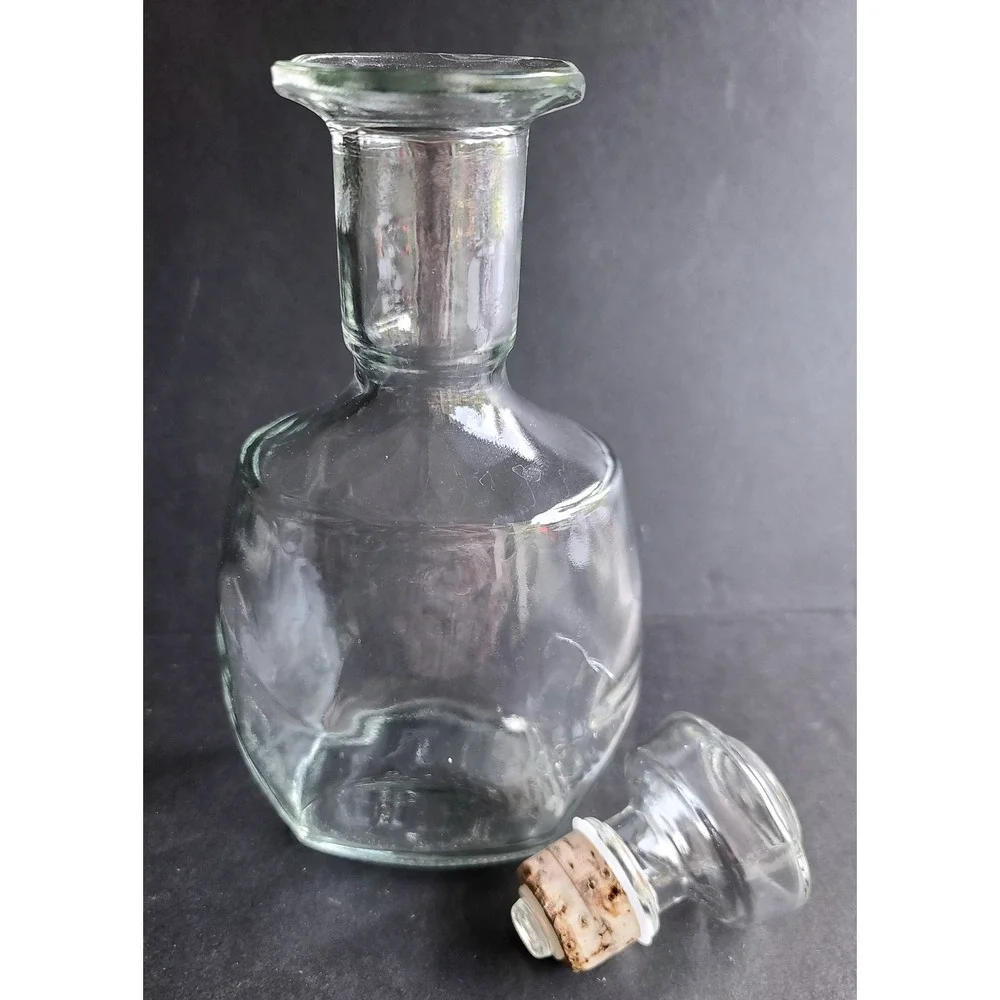 Vintage Clear Glass Decanter Stopper Embossed 10.5